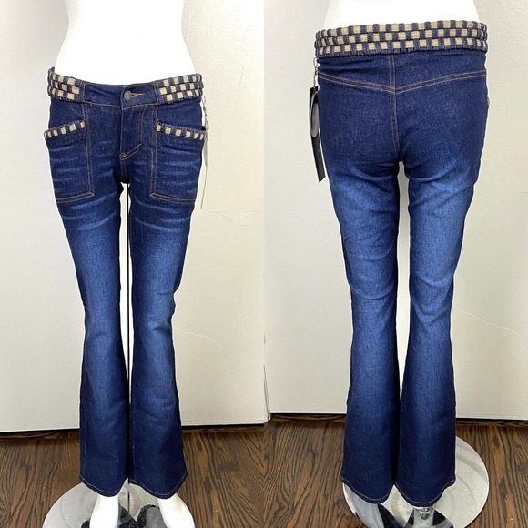 YoYo Jeans Nos Vintage Y2k 0s Yoyo Low Rise Flared Bell Bare Bottom